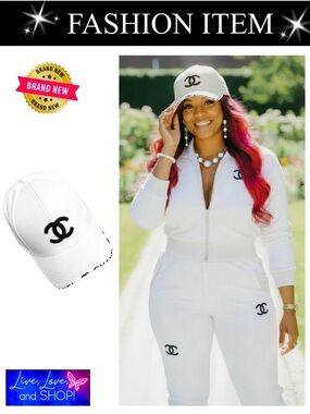 HAT: White w/Black Lettering Baseball Cap, EUC